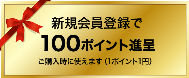 新規会員登録で100ポイント進呈　ご購入時に使えます（1ポイント1円）